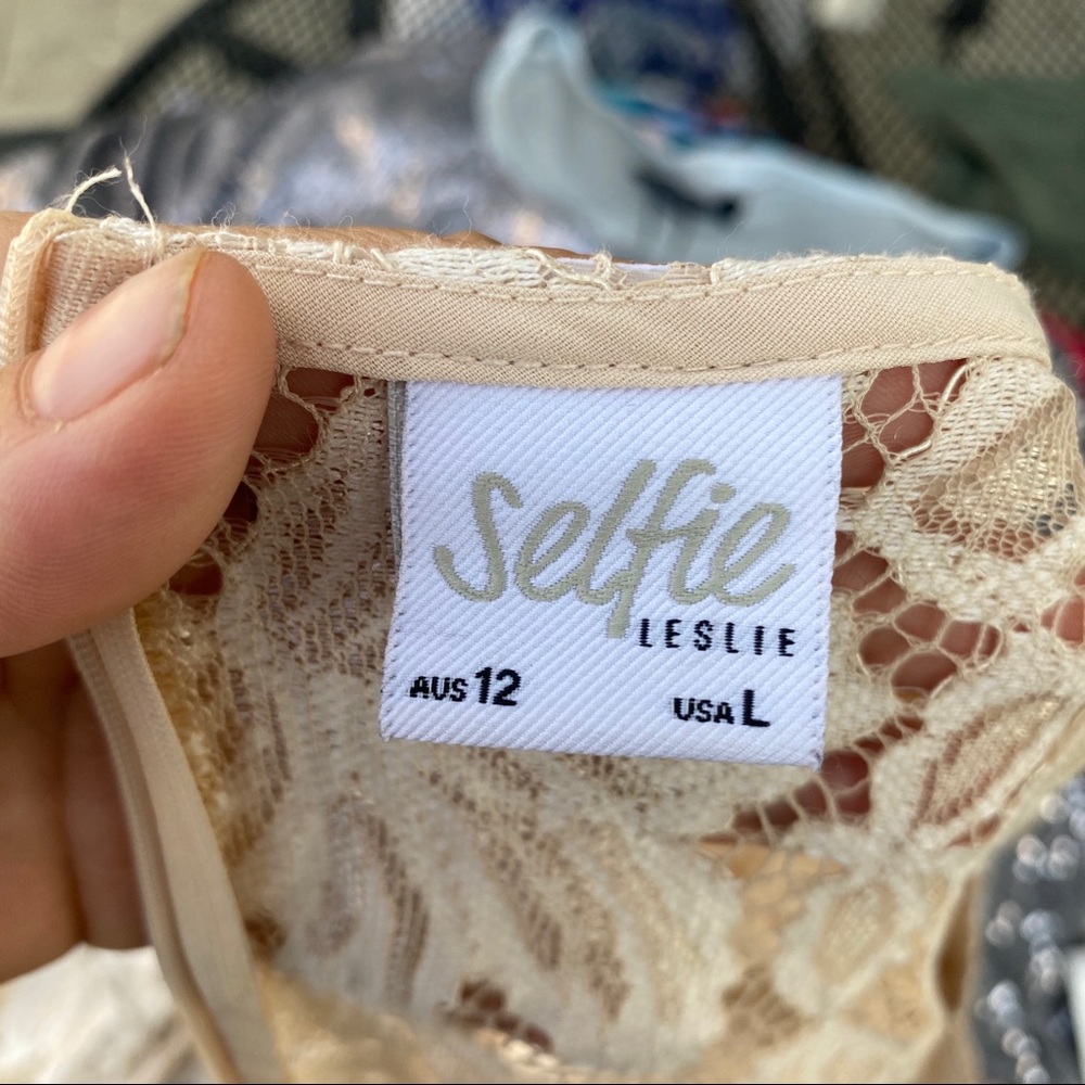 Selfie Aurora Lace High-Low Hem Dress Nude L - Picture 8 of 9